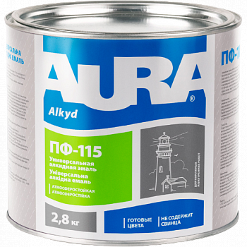 Емаль універсальна алкідна Aura ПФ 115, 2,8 кг, білий, глянсовий 26882 фото