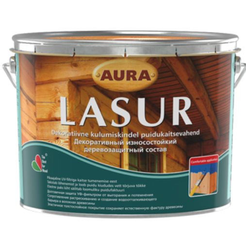 Лак декоративно-захисний засіб для дерев'яних фасадів Aura Lasur, 0,75 л, безбарвний 73493 фото