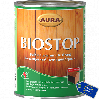 Грунтовка біозахисна для деревини AURA BIOSTOP, 0,9 л, безбарвний 895744083 фото