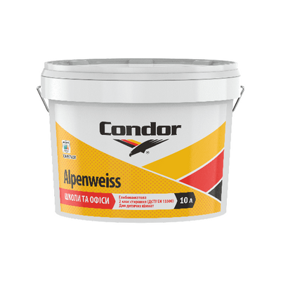 Краска влагостойкая моющаяся для стен и потолков Condor Alpenweiss, 1 л 395 фото