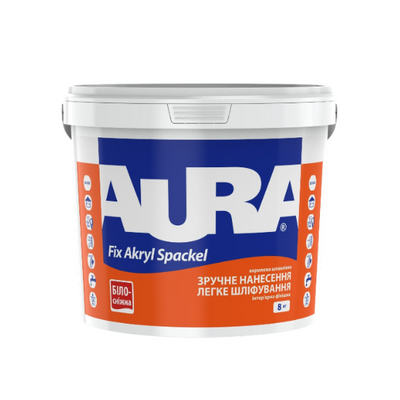 Шпатлевка акриловая финишная Aura Fix Akryl Spaсkel, 1,5 кг, белый, глянцевый 55008 фото
