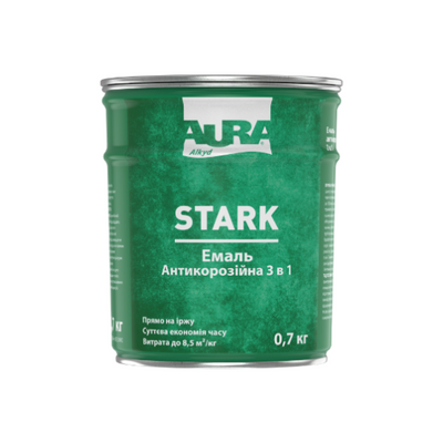 Емаль антикорозійна 3 в 1 Aura Stark, 0,7 кг, білий 345 фото